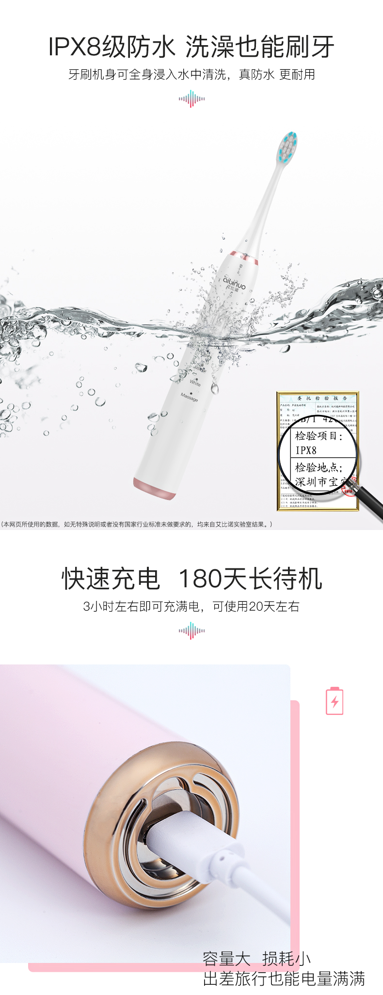 艾比诺 成人电动牙刷 图4