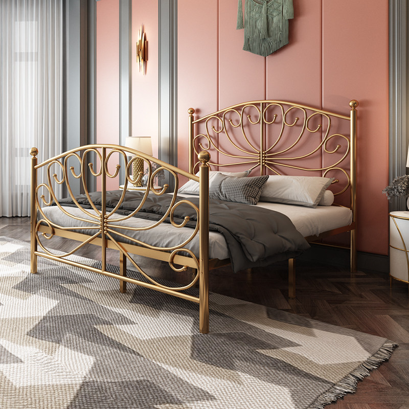 Min Juku American Extreme Simplicity Ins Nets Red Iron Art Bed Iron Bed Modern Minimalist Princess Double Bed 1 5 m Iron Frame Bed 