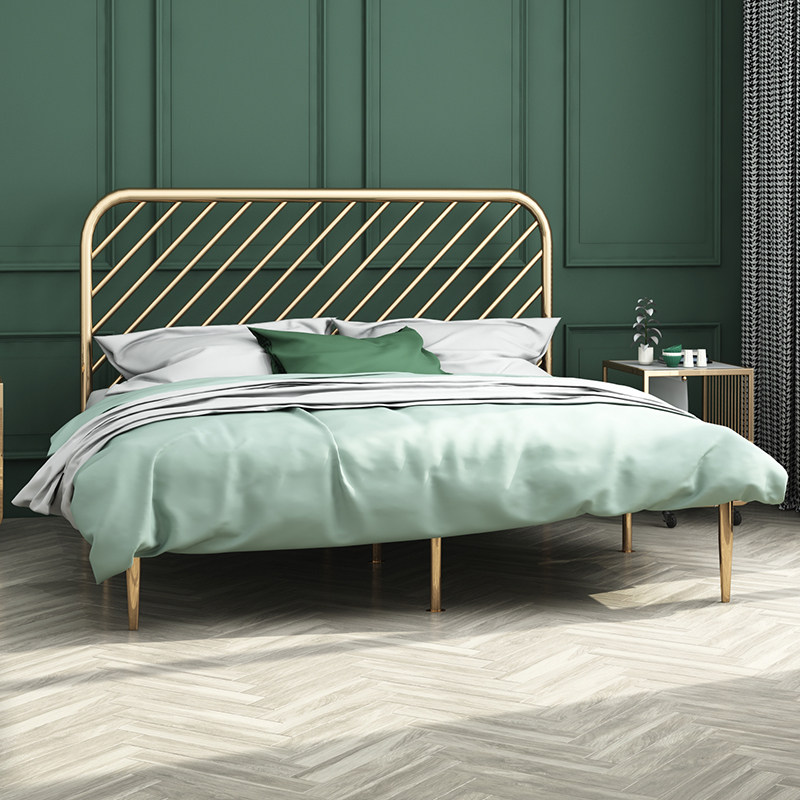 Nordic style in wind minimal gold iron bed double iron frame bed 1 8m mesh red environmentally friendly master bedbed