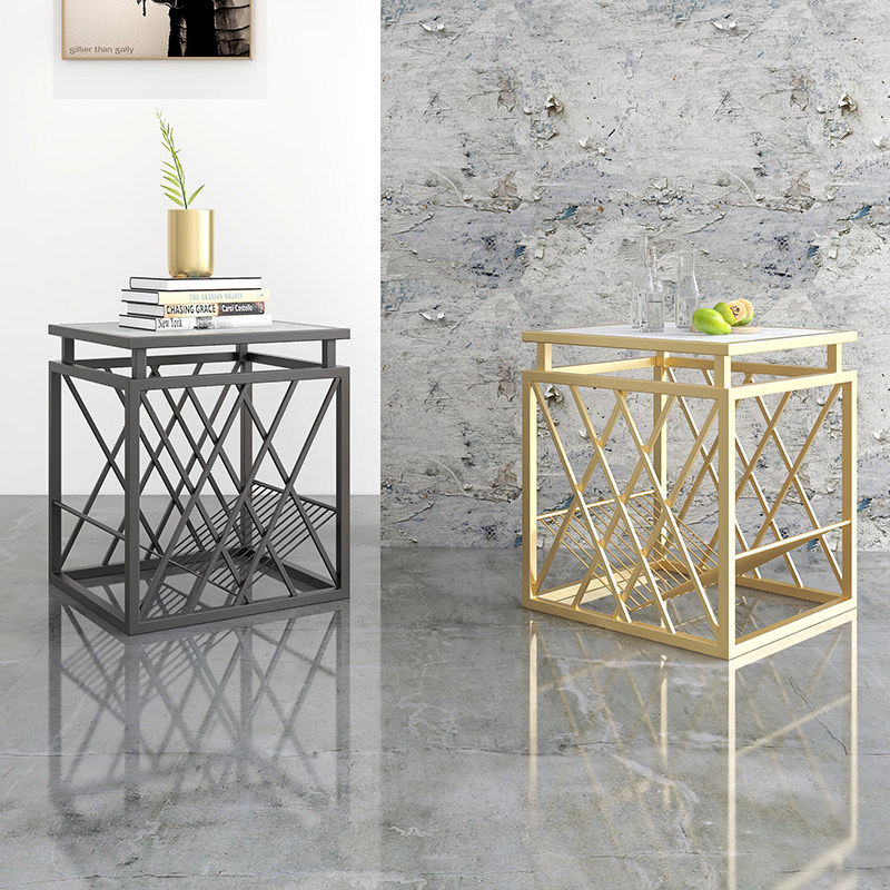 Nordic Marble Bed Cabinet in Red Locker Corner of several small tea table container cabinet light luxury iron art side