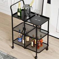 Home Folding Dining Car Small Cart Mobile Dining Car Hotel Commercial Trolleys Bathroom Living-room Wine Water Car Shelve