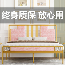 Light luxury iron bed minimalist modern reinforcement apartment bed 1 5m 1 8m metal bed iron bed