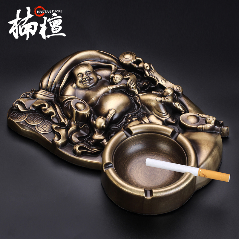 Pure Copper Cigarette Ashtray Home Living Room Office Tea Table New Chinese Retro Cigarette Cylinder Creative Personality Trend Pendulum