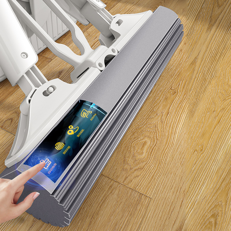 Sponge mop head squeeze water free hand wash home absorbent rubber cotton dry and wet with one drag net towed cloth large folio