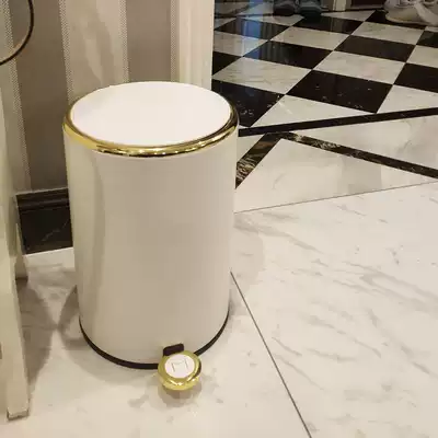 Wheat bucket light luxury trash can Household net celebrity living room high-end creative pedal kitchen with lid Nordic ins style