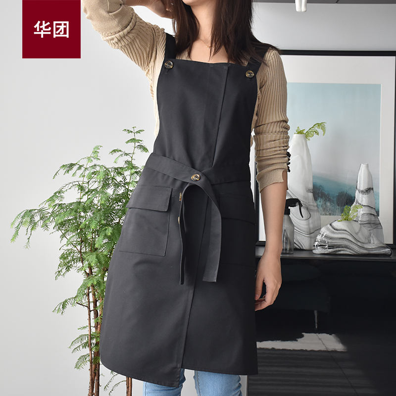 Canvas Apron home Kitchen Work Wear Korean version Waist Men and women waterproof and greataway waitress Custom Inprint LOGO