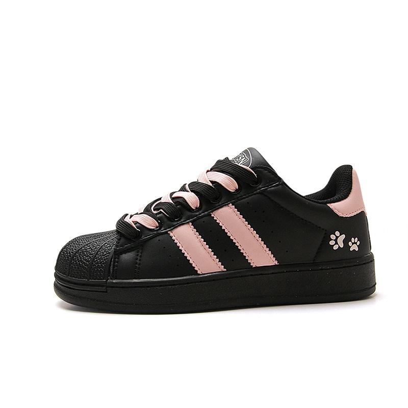 Shell-Toe Thick-Soled Sneakers for Women ins Versatile Casual Loafers for Students, New Spring Height-Increasing Black Shoes Shell-Toe Thick-Soled Sneakers for Women ins Versatile Casual Loafers for Students, New Spring Height-Increasing Black Shoes