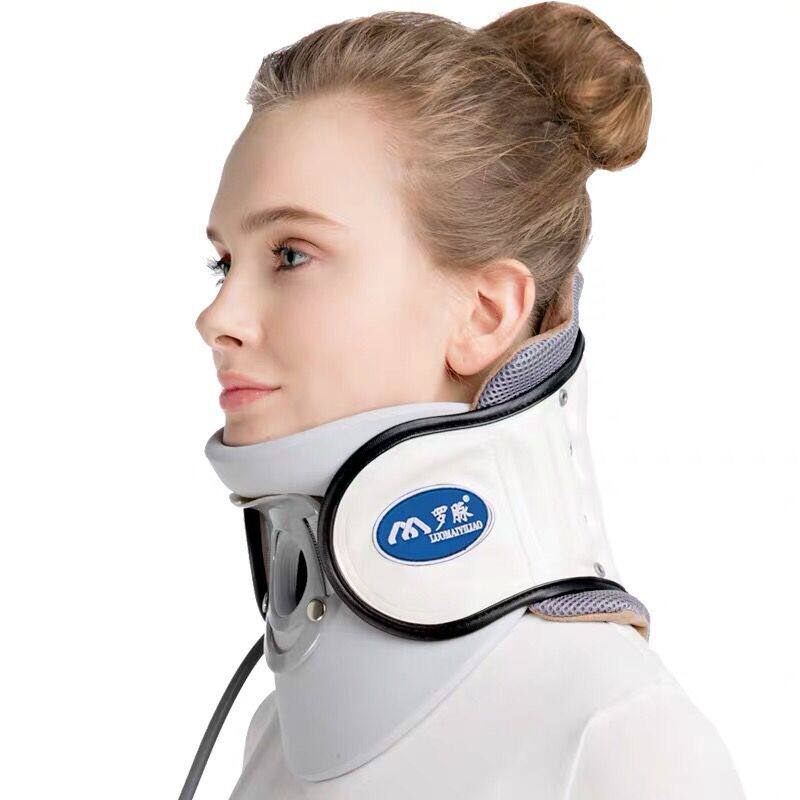 Home medical cervical spine pain traction physiological curvature straightening correction therapy device fixed neck bracket support inflatable