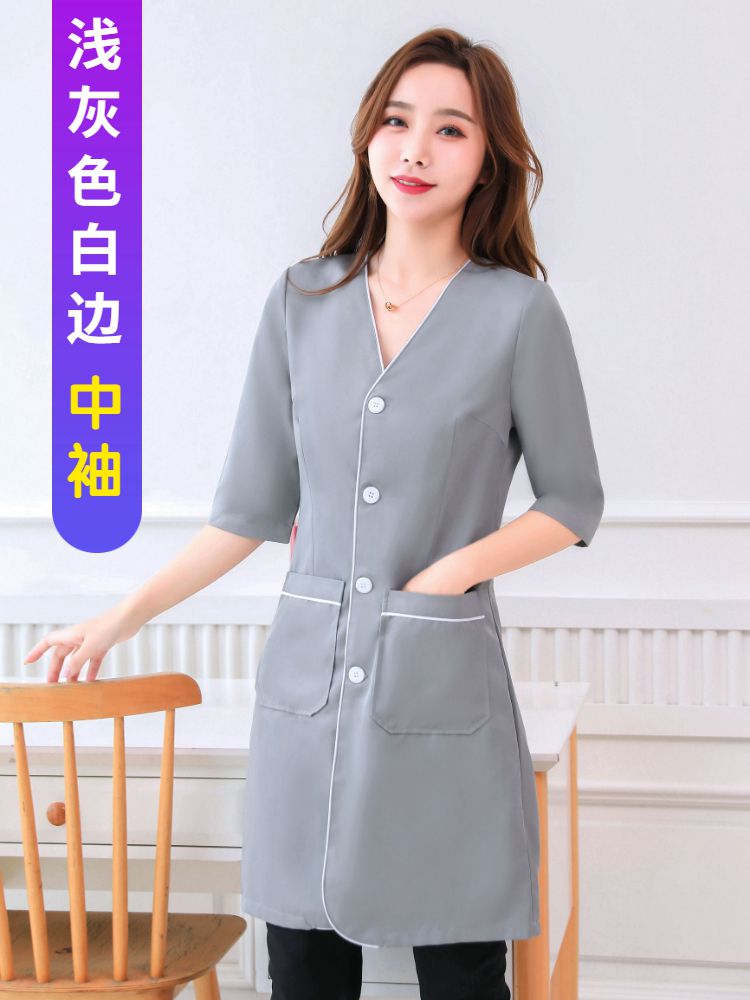 High-end beautician beauty salon work clothes female short-sleeved doctor clothes dental oral white coat long-sleeved summer tattoo artist