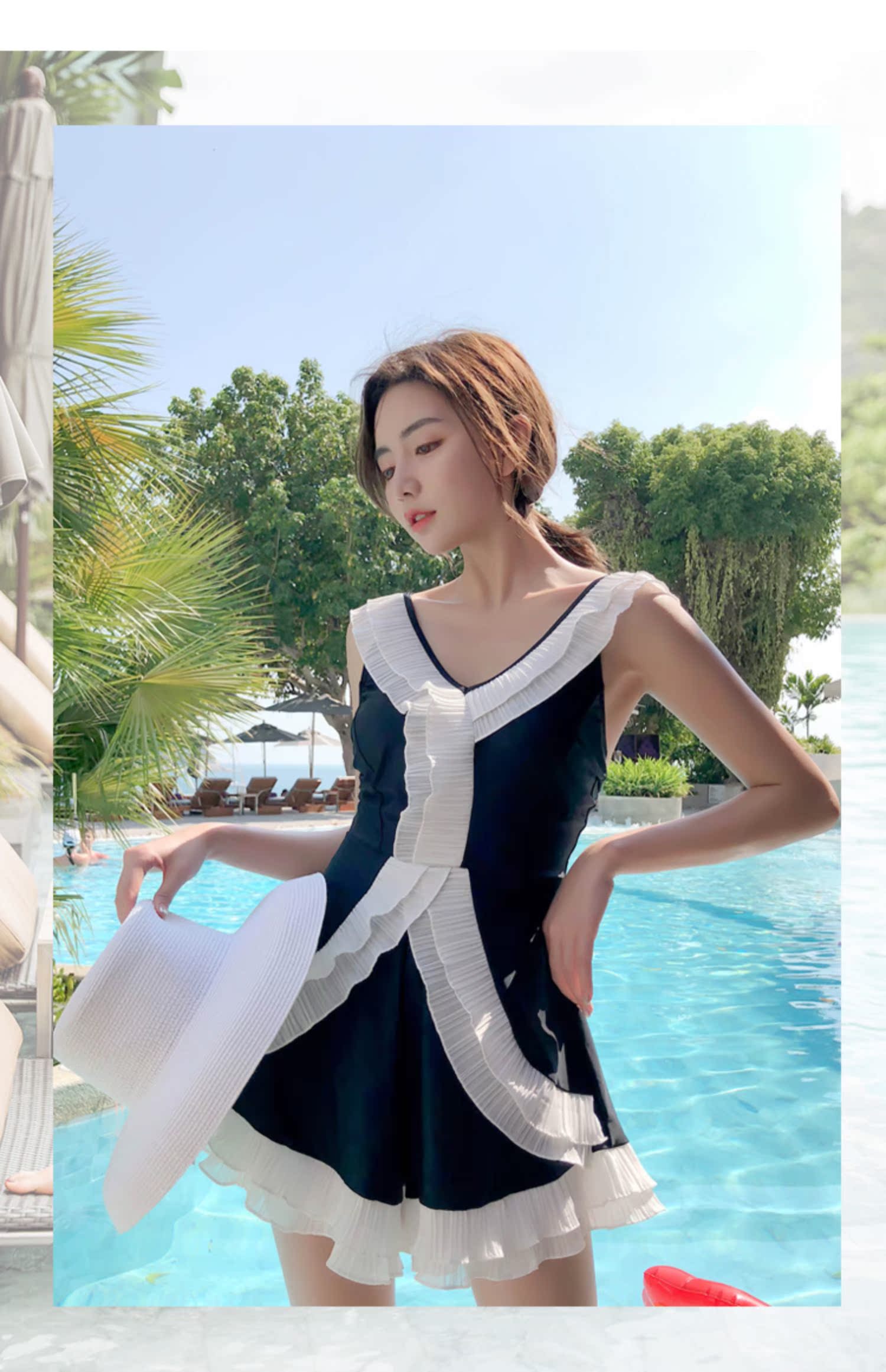 Áo tắm mới 2019 nữ Xiêm gợi cảm che bụng đã mỏng manh hở lưng Hàn Quốc. - Bộ đồ bơi One Piece bộ đồ bơi nữ liền thân	