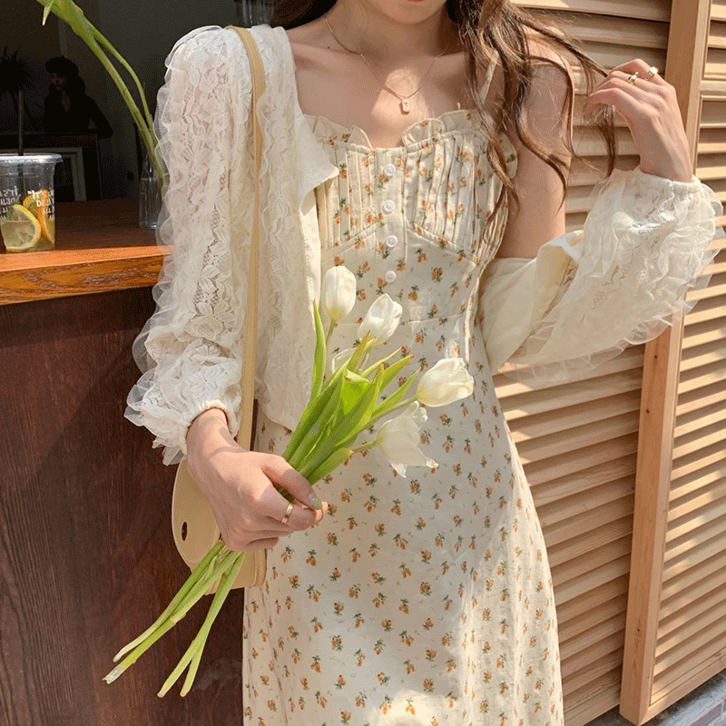 Suspender skirt women's summer 2022 new sweet wind dress sexy slim floral skirt ins super fairy student