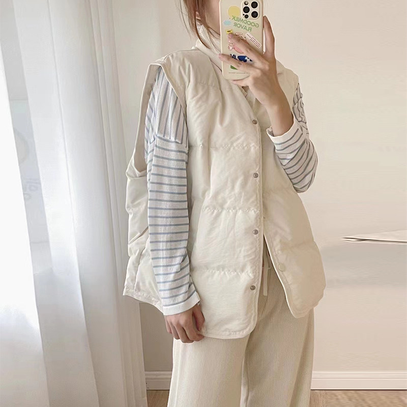 Down clothes horse chia women 2021 new white duck suede warm down clothes stand collar Machia women loose 100 lap jacket