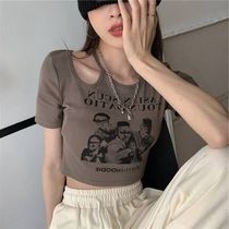 Classmate Dai short sleeve T-shirt female summer American retro body Hollowed-out Horseradish and Spicy Brothery