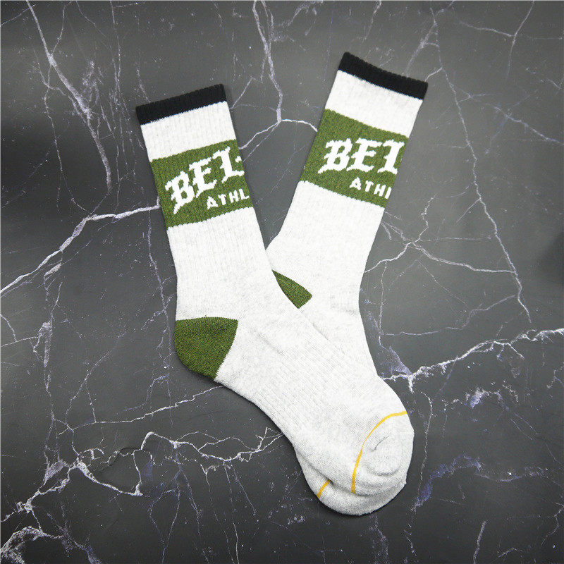 Pure Cotton Long Version Tide Socks Men Sports Basketball Long Barrel Retro Towel Bottom Exit Tail Single Collision Color