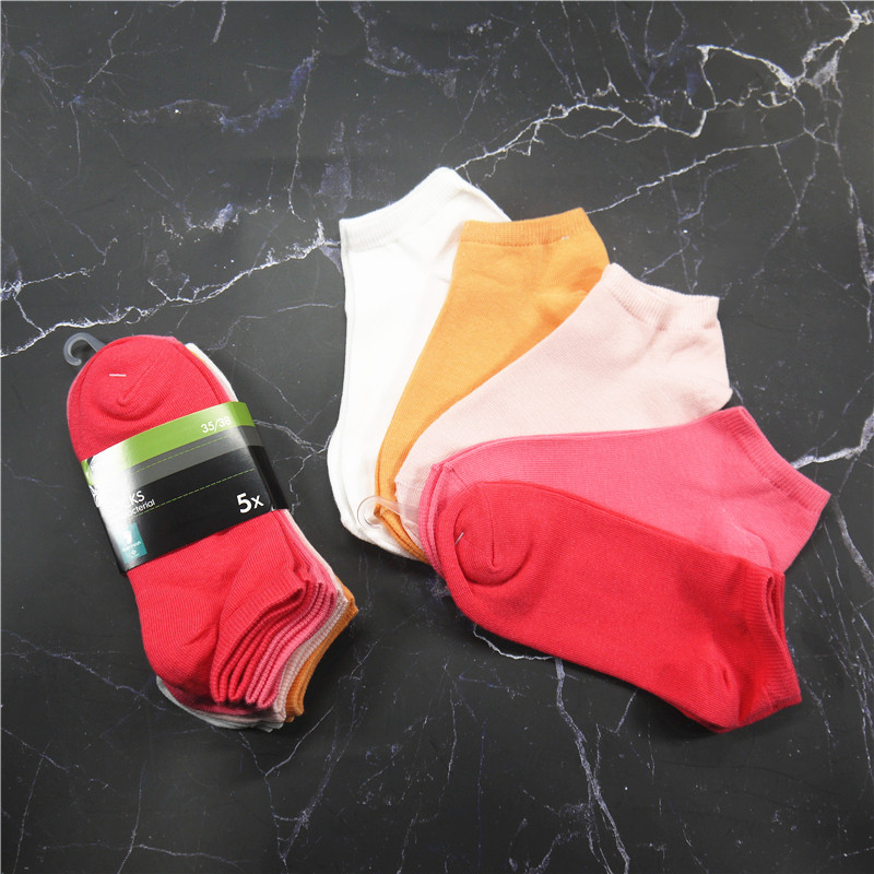 Holland HEMA tail single ladies invisible socks sports autumn cotton solid color five pairs perspiration and moisture absorption simple