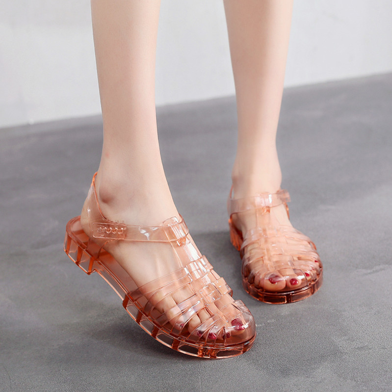 2026 Summer Jelly Shoes New Transparent Closed-Toe Crystal Sandals Flat Shoes Waterproof Rain Shoes Beach Women's Shoes 2026 Summer Jelly Shoes New Transparent Closed-Toe Crystal Sandals Flat Shoes Waterproof Rain Shoes Beach Women's Shoes