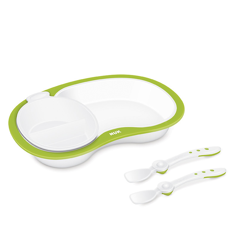 NUK non-staple food tableware imported infant dinner plate spoon multifunctional tableware 4 sets of NUK baby tableware