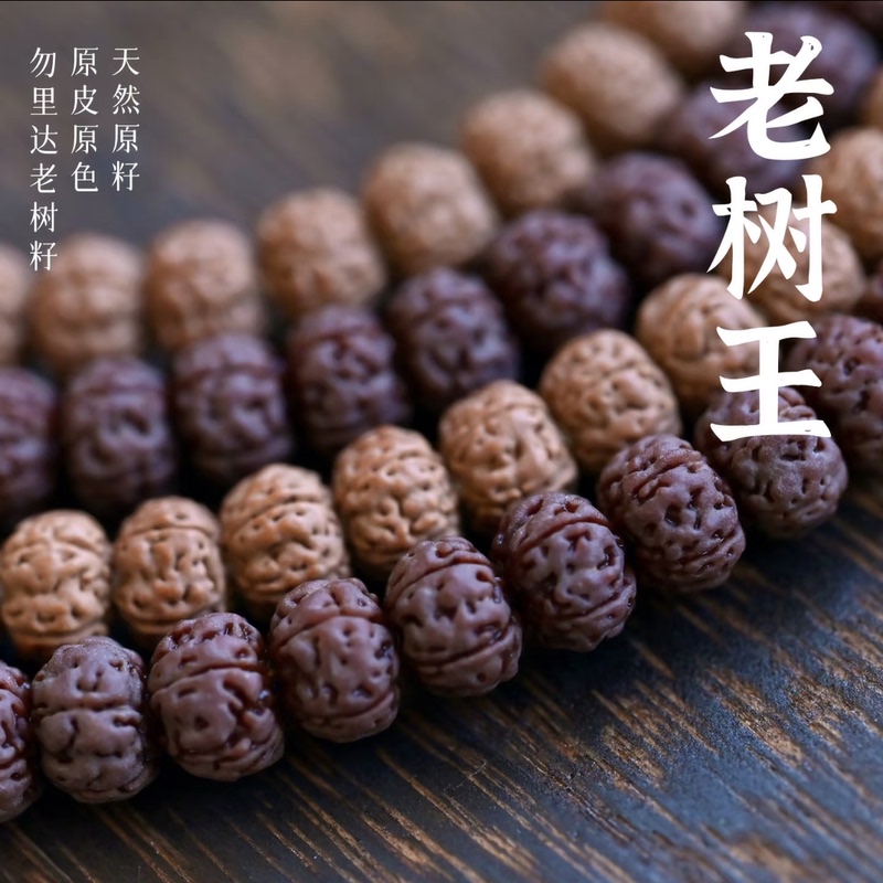 Collectible-Grade Original Seed, Original Skin, Original Color, Richly Textured, Low-Profile 108-Bead Bracelet from the Ancient Tree Wang Xiaojingang Bodhi