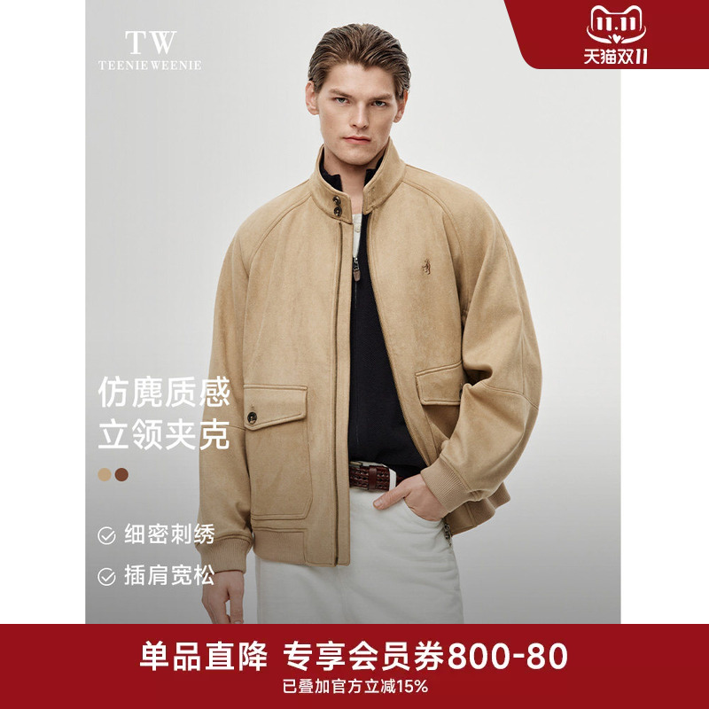 Teenieweenie Men's Jacket New Retro Workwear Style Faux Suede Texture Casual Jacket Top Teenieweenie Men's Jacket New Retro Workwear Style Faux Suede Texture Casual Jacket Top