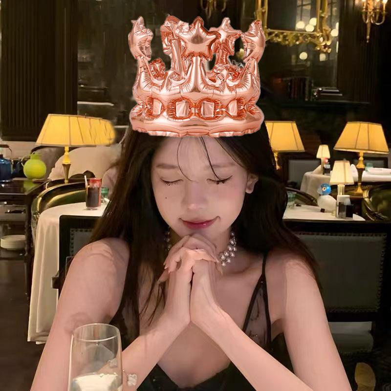 Foreign Trade ins Inflatable Crown Birthday Hat Birthday Atmosphere Props Princess Prince Crown Birthday Photo Props