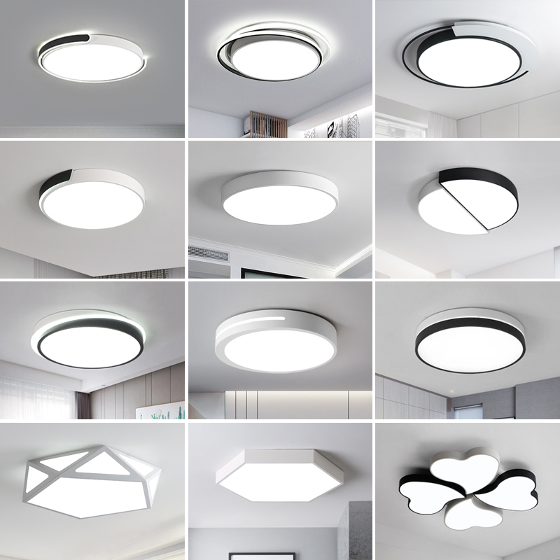 Minimalist black and white led round ultra-thin ceiling lamp master bedroom study balcony aisle wrought iron lamps modern simplicity