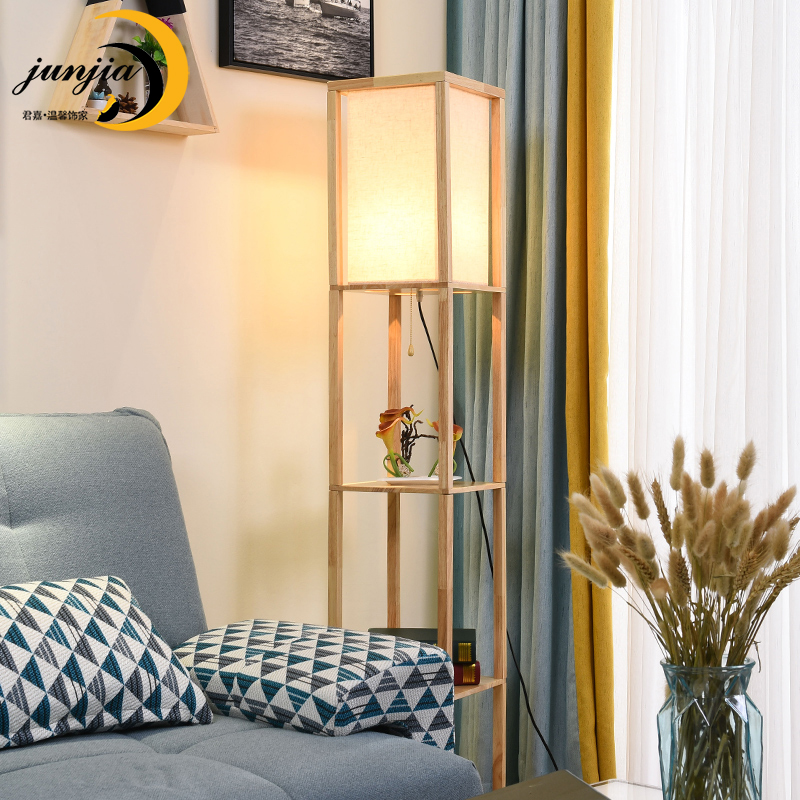 Solid wood floor lamp living room bedroom bedhead creative vertical stand modern simple reading book LED lamps