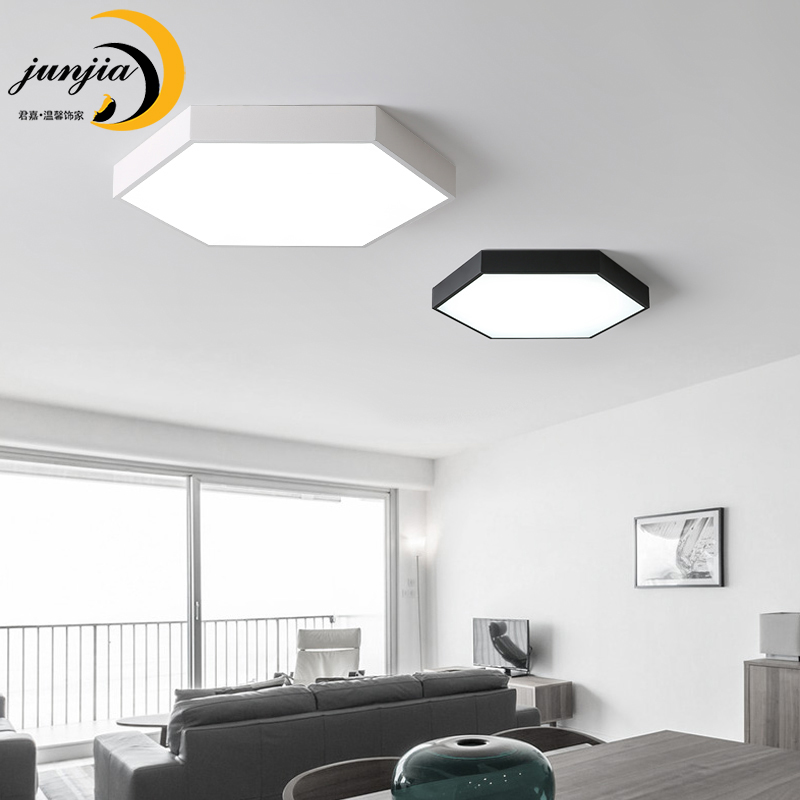 Hexagonal black and white suction light led modern minimalist fashion bedroom book room dining room Kitchen Balcony light