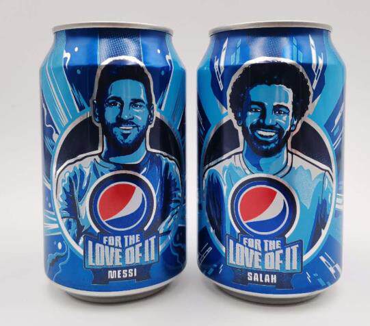 pepsi-cola 2020 champions league messi salah two cans of a set of empty limited edition