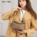 Сумка через плечо, сумка подмышку, сумка на одно плечо, подушка, из натуральной кожи, премиум класс