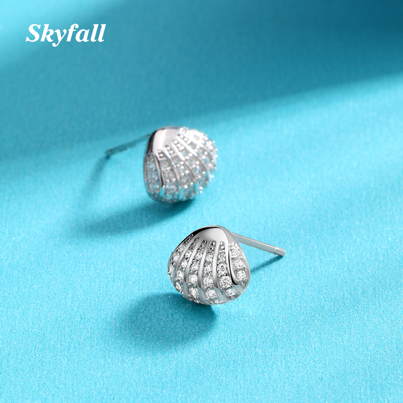 Sky drop shell earrings female sterling silver simple small earrings 2019 new fashion scallop jewelry female temperament South Korea