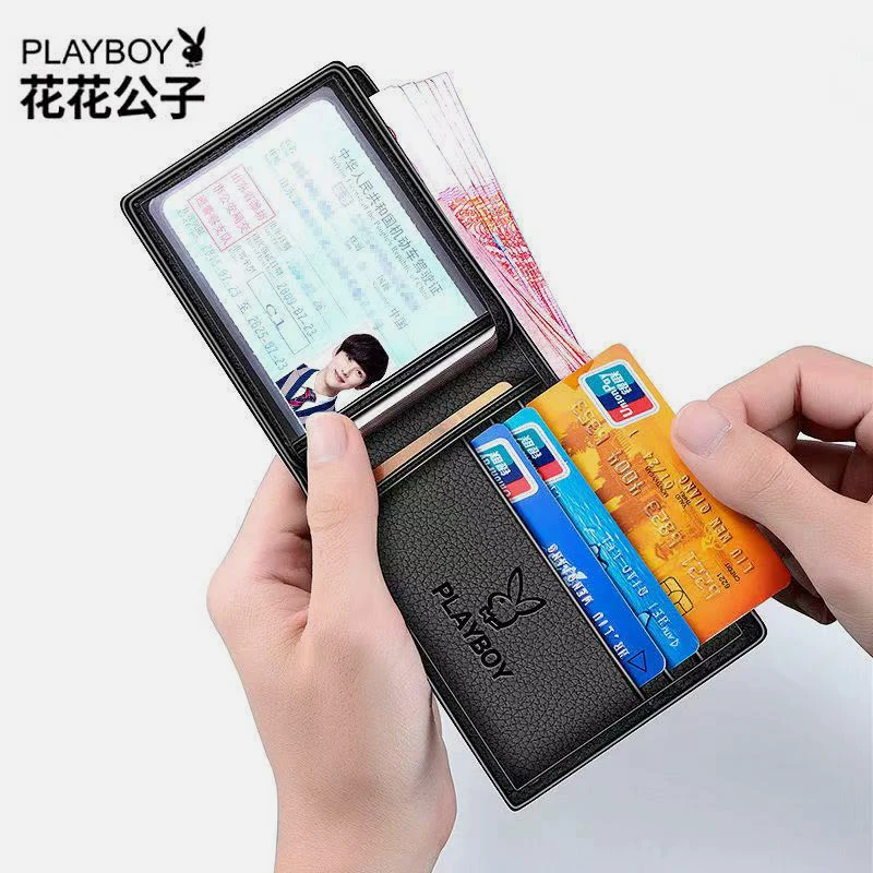 Playboy, leather short wallet, genuine leather