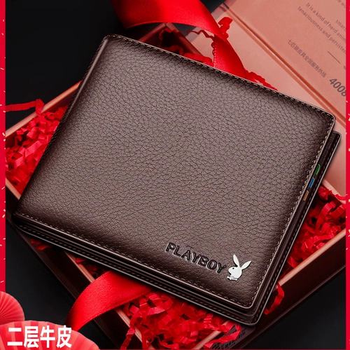 Playboy, мужской короткий тонкий кожаный бумажник, из натуральной кожи, коллекция 2021, подходит для студента
