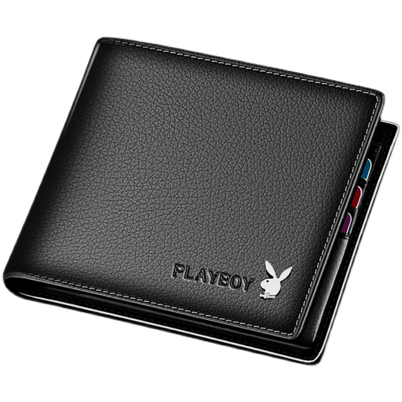 Playboy, leather short wallet, genuine leather