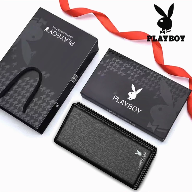 Кливентый: Пожалуйста, переведите на русский: "Playboy, men's wallet, long capacious thin card holder with zipper, genuine leather"