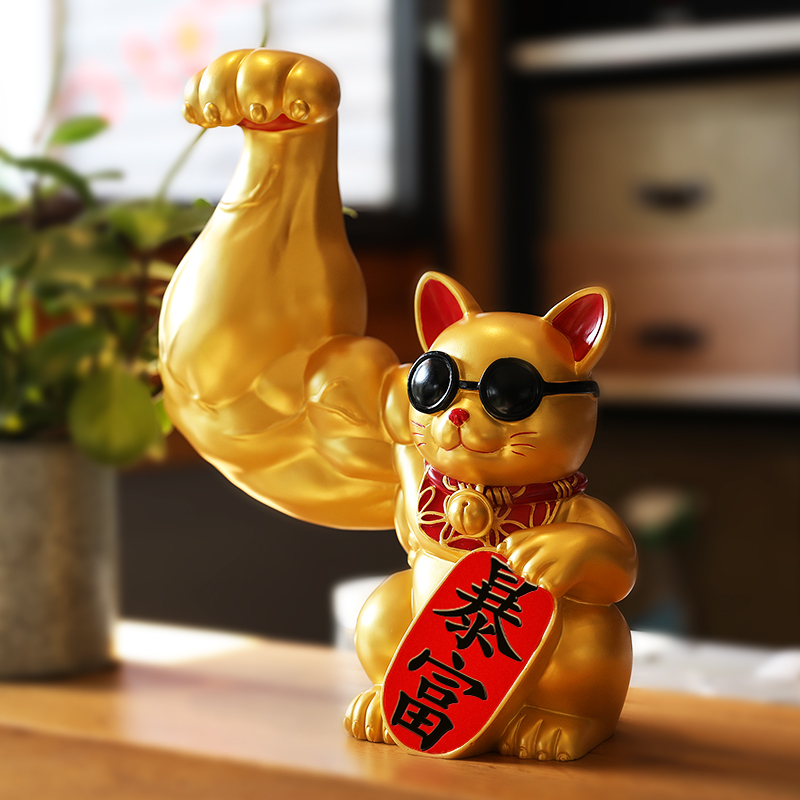Unicorn Arm Lucky Cat Shop Opens Big Arm Muscle Cat Make Fortune Cat Home Living Room Small Ornament Robber Cat