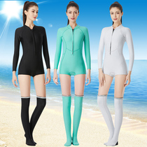 Wetsuit 1 5MM one-piece winter swimming surf suit women thickened warm long-sleeved sunscreen bathing suit snorkeling jellyfish suit