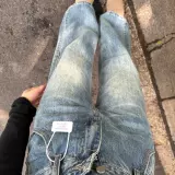 美式覆古蓝水洗宽松直筒牛仔裤女夏季新款设计感高腰显瘦垂感裤子