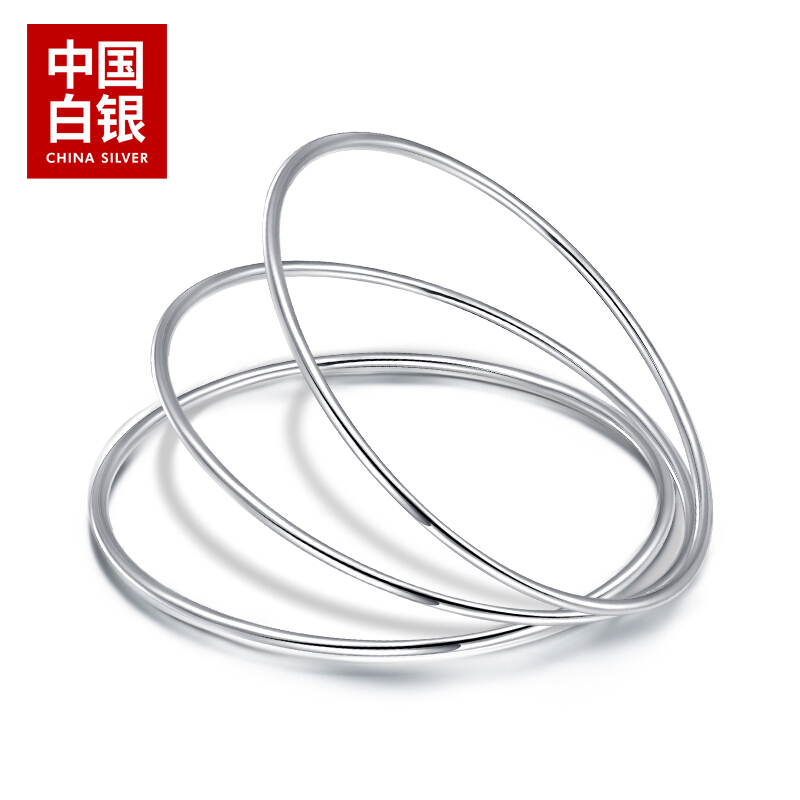 Inheritance silver bracelet women's football silver fine 999 net red simple three-ring solid three-life III bracelet Mother's Day gift