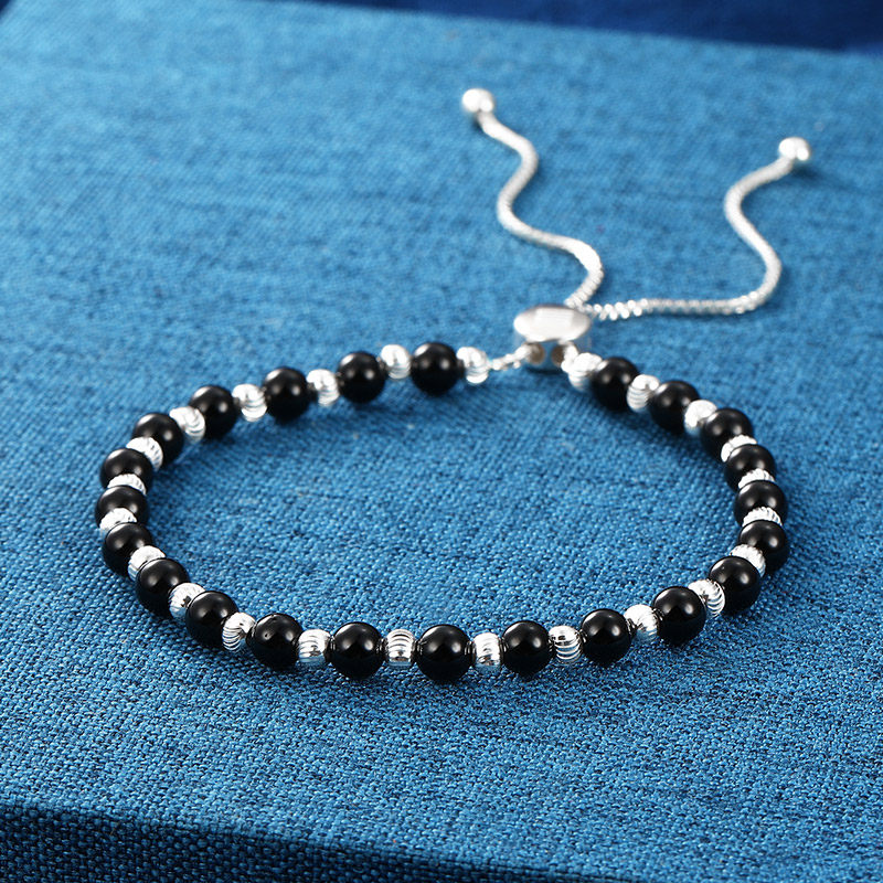 中国白银 玛瑙石S925银 女式手链 凑单折后￥170.8包邮 赠水晶吊坠 红、黑玛瑙石可选