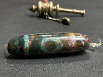 Ancient Xiangxiong natural red and yellow cinnabar 2-eye old Tibetan beads the real thing is more attractive size 16x56mm