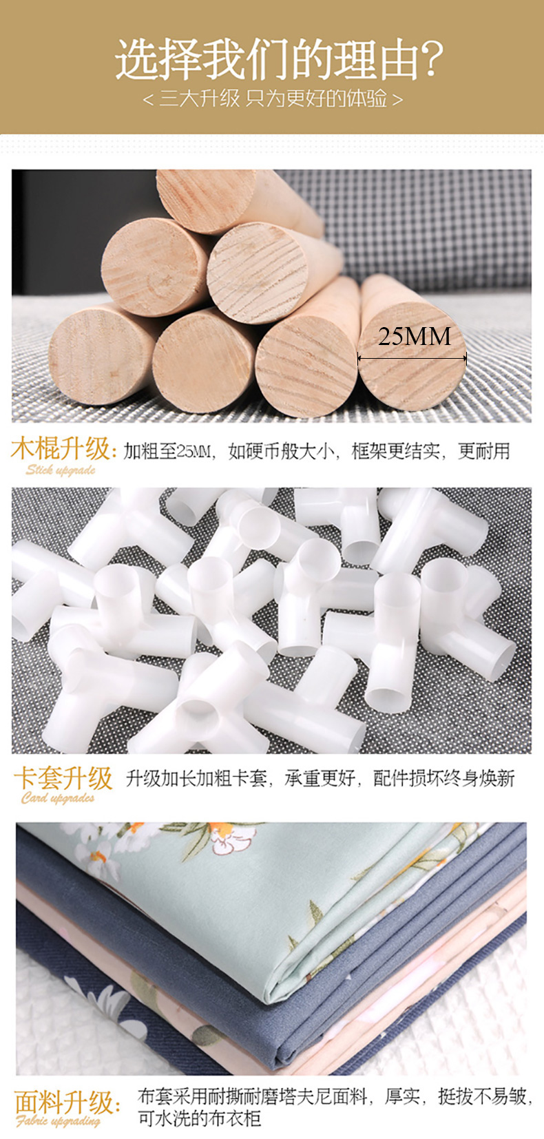 Tủ quần áo gỗ đơn giản tủ quần áo vải tăng cường đậm 25MM đôi lớn đơn giản hiện đại tủ quần áo gỗ tủ - Buồng tủ đựng quần áo cho bé