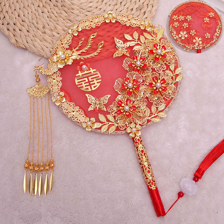 Bride Chinese bouquet of flowers vibrato recommended wedding hand holding ancient wind tuan fan wedding fan wedding fan girlfriend gift out of the wedding fan