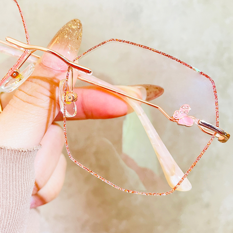Butterfly small red book Identical Vegan Net Red Sighted glasses Female Worthy Degree without frame Diamond Cut-edge spectacle frame