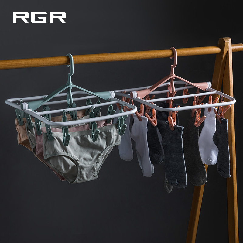 Household multi-function drying rack Multi-clip clothespin hanging sock rack Cold drying sock artifact windproof underwear rack