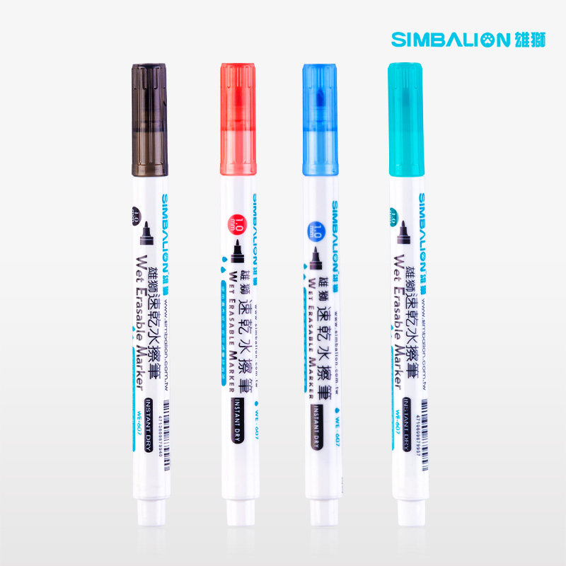 Male Lion Quick Drying Erasable Pen WE-607 Male Lion Water Wiper Pen 607 White Marker Pen Erasable 1.0mm Whiteboard Pen Glass Non-Absorbing Surface Material Water-based Erasable Marker Pen Marker Pen