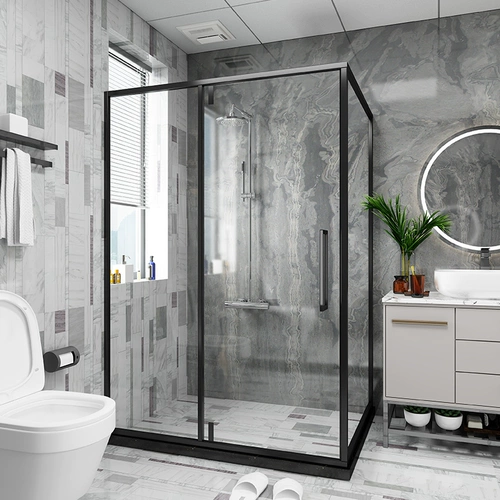 Диагональная длинная квадратная душевая комната ванная комната туалет.