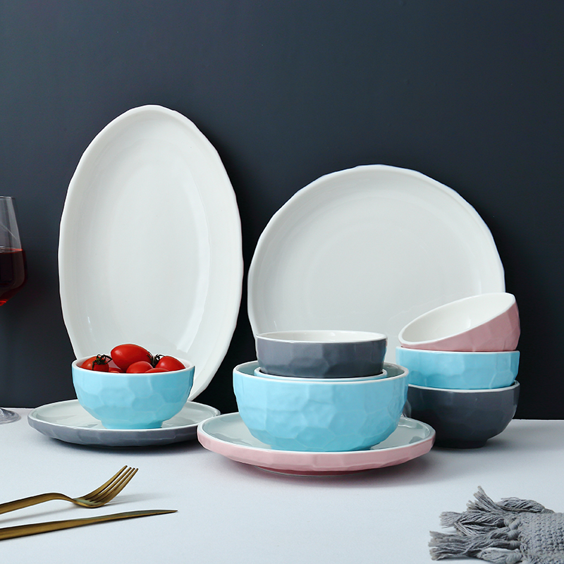 Eurostyle Creative Ceramic Rock Cutlery Home Western Dining Tray Steak Tray Fish Pan Rice Bowls Snack Dish Pantry Dish new product