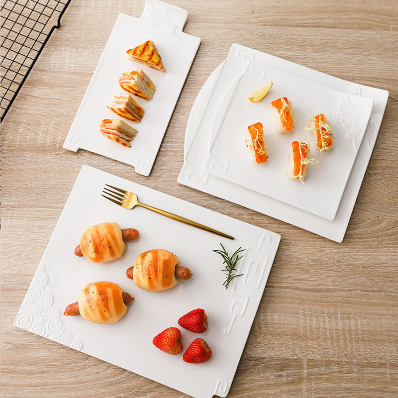 Oven baked ceramic flat plate Western food flat plate household sashimi plate cake West Point exquisite Japanese-style plate sushi plate