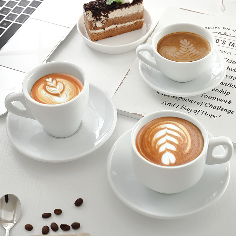 Brief Coffee Cup Disc Suit Pure White Ceramic Cups Ostyle Cafe Office Home Custom Tea Cup Hot Sell