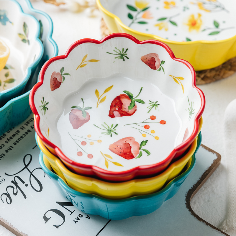 Creative lace ceramic baking bowl home oven baking pudding bowl dessert rice bowl fruit salad soup noodle bowl new product